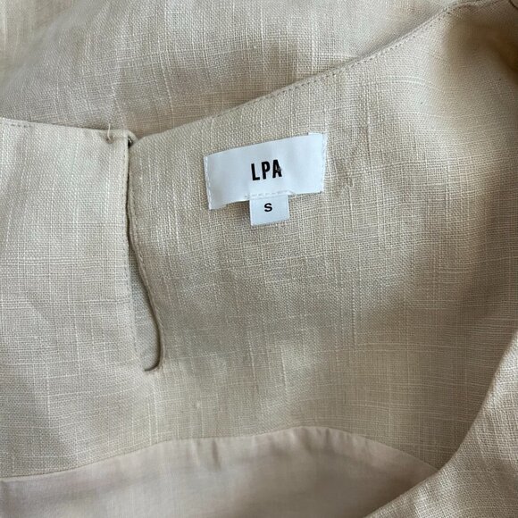 REVOLVE LPA Peasant Style Puffy Sleeve Ecru Cotton Linen Dress US S - Picture 9 of 10